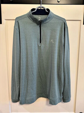 Like New RHOBACK Heather Performance Quarter-Zip - Green - XL.
